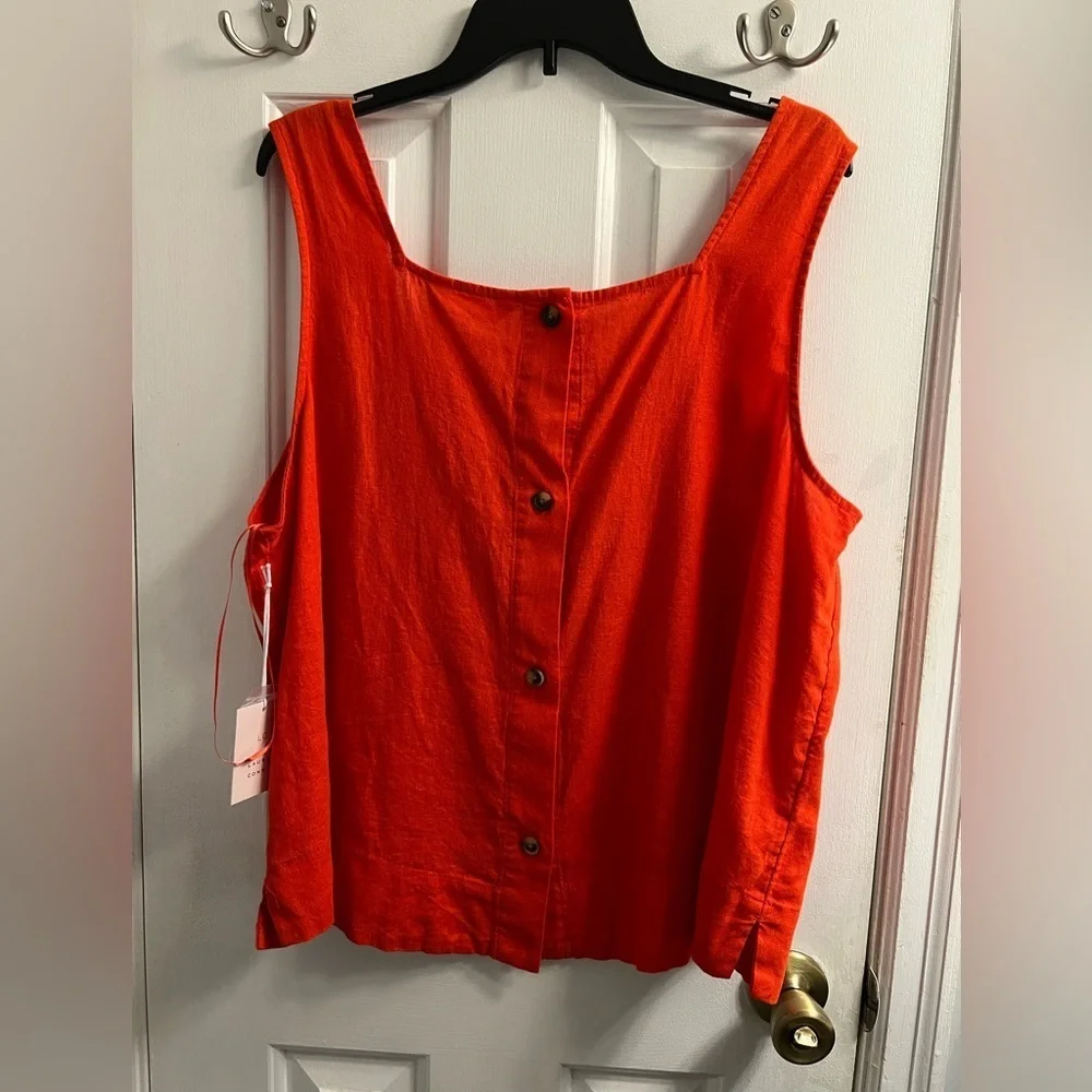 NWT$30  Lauren Conrad Orange Button Detail Tank Blouse XXL - Picture 6 of 10